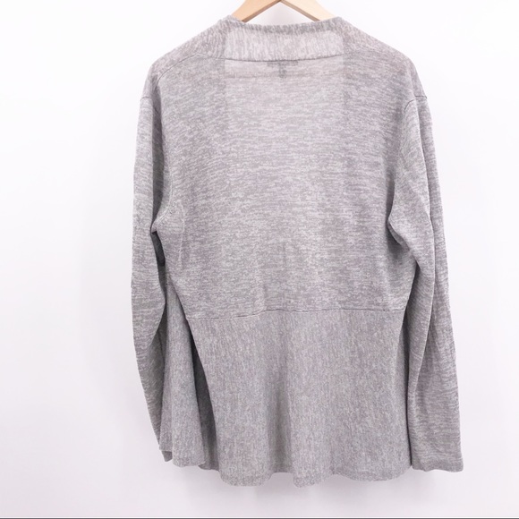 Eileen Fisher Gray Linen Cardigan Large - Picture 3 of 6